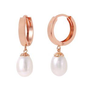 14K. SOLID GOLD HOOP EARRING WITH NATURAL PEARLS